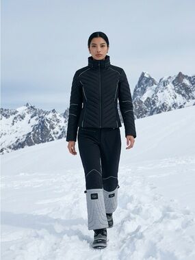 Roffe Ski Pants Women Black/Gray 29x29 Wool Blend Padded Flare Vintage 90s Retro